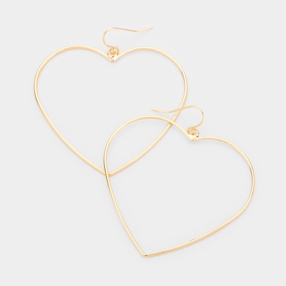 Jewelry - METAL OPEN HEART GOLD FASHION DANGLE EARRINGS